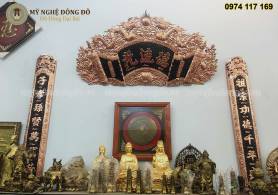 Bộ cuốn thư câu đối bằng đồng đỏ 1m55 đẹp